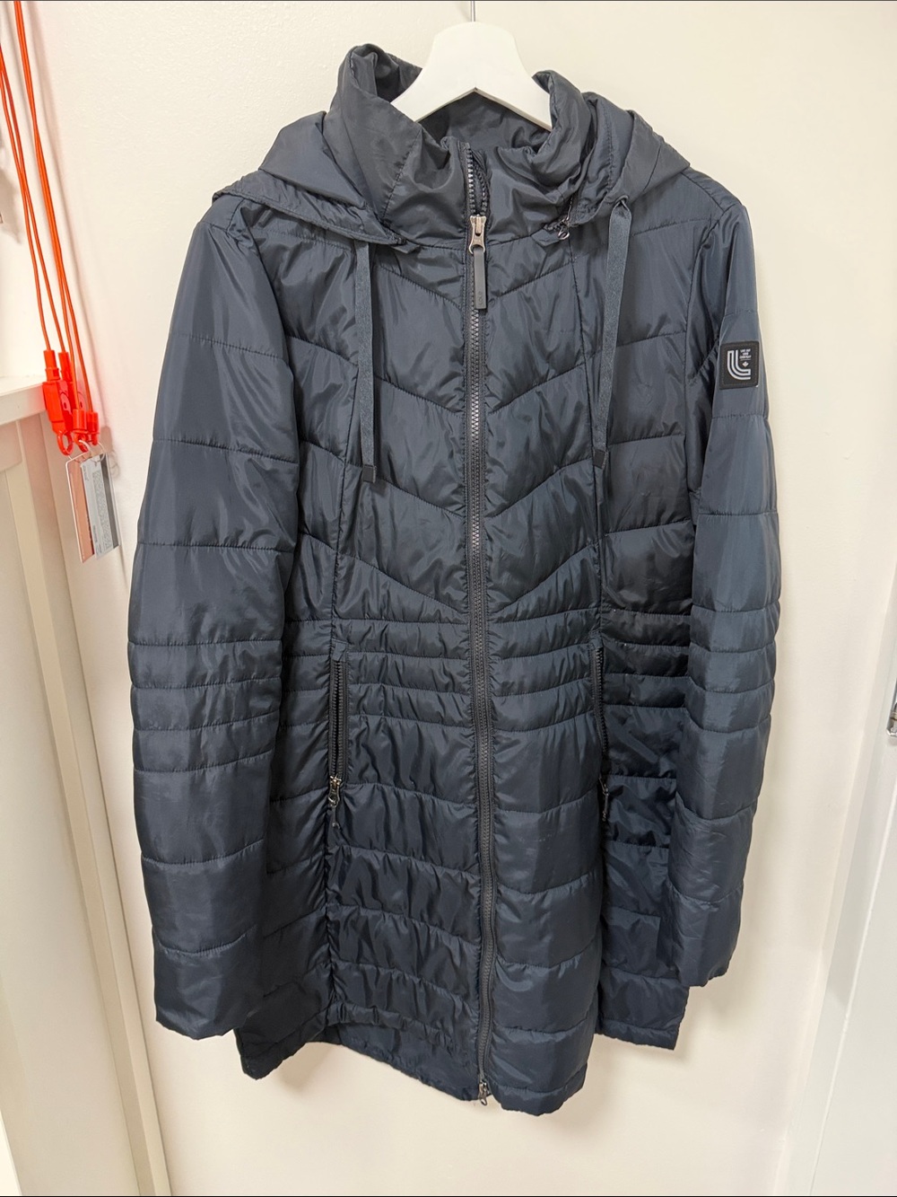 Lole Long Hooded Puffer Coat in Black
